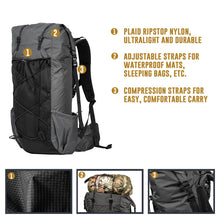 Load image into Gallery viewer, BLACK ORCA  55L+ Ultralight Ripstop Nylon Backpack Rucksack